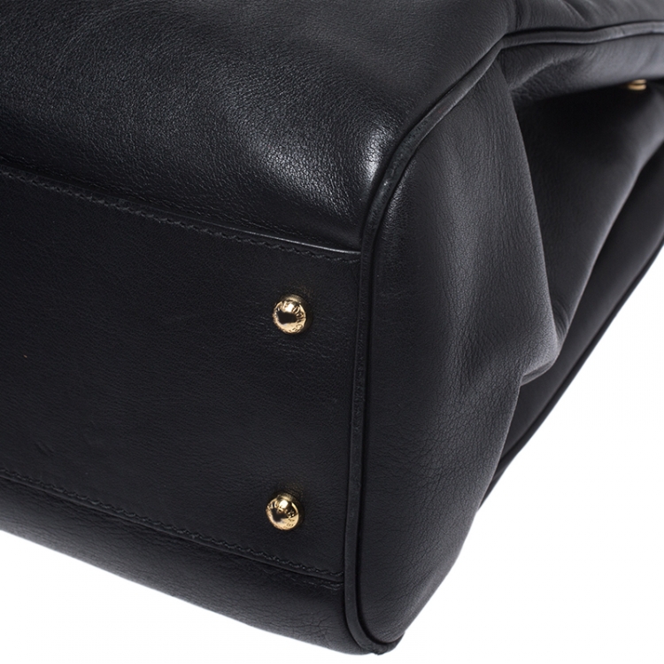 Pre Owned Dolce & Gabbana Black Leather Miss Sicily Top Handle Bag