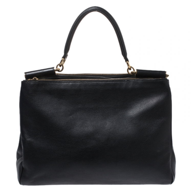 Pre Owned Dolce & Gabbana Black Leather Miss Sicily Top Handle Bag