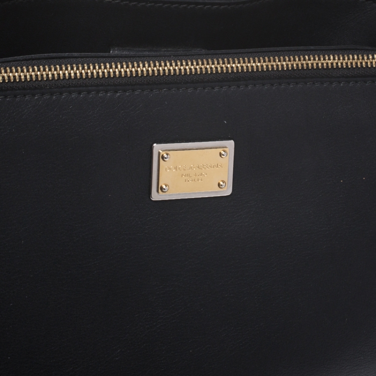 Pre Owned Dolce & Gabbana Black Leather Miss Sicily Top Handle Bag