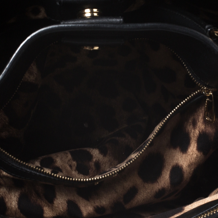 Pre Owned Dolce & Gabbana Black Leather Miss Sicily Top Handle Bag