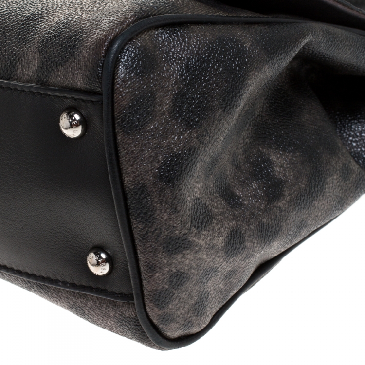 Pre Owned Dolce & Gabbana Leopard Print Leather Medium Miss Sicily Top Handle Bag