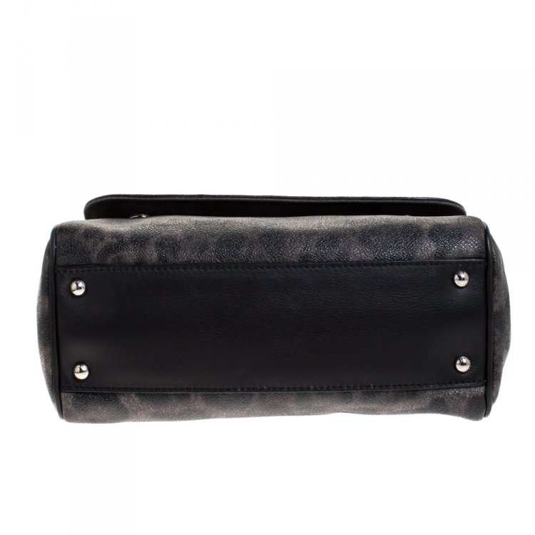 Pre Owned Dolce & Gabbana Leopard Print Leather Medium Miss Sicily Top Handle Bag