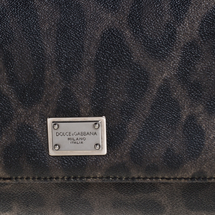 Pre Owned Dolce & Gabbana Leopard Print Leather Medium Miss Sicily Top Handle Bag
