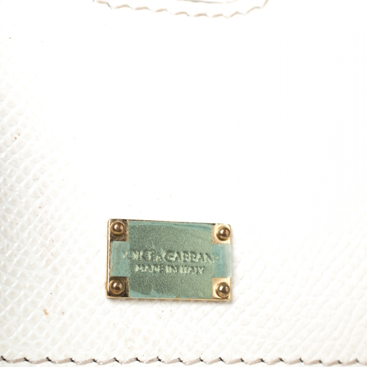 Pre Owned Dolce & Gabbana White Leather Miss Sicily Double Zip Top Handle Bag