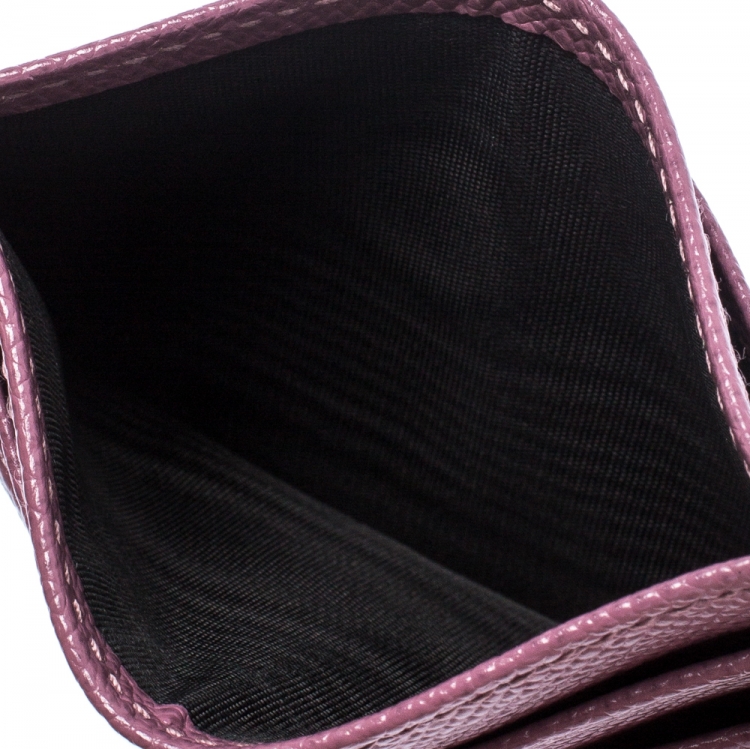 Pre Owned Dolce & Gabbana Purple Leather Card Holder