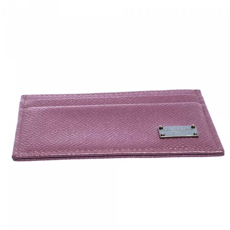 Pre Owned Dolce & Gabbana Purple Leather Card Holder