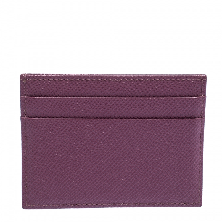 Pre Owned Dolce & Gabbana Purple Leather Card Holder
