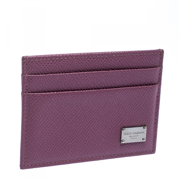 Pre Owned Dolce & Gabbana Purple Leather Card Holder