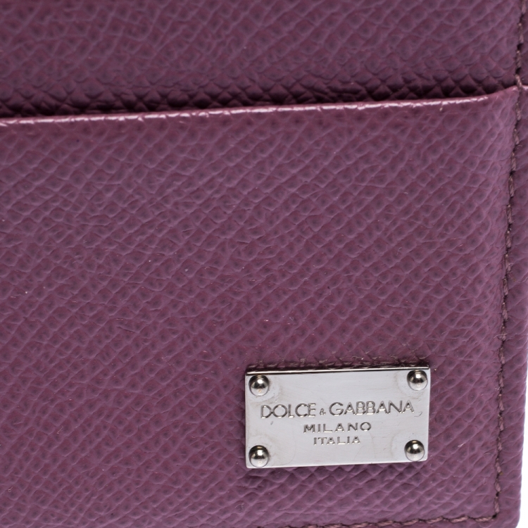 Pre Owned Dolce & Gabbana Purple Leather Card Holder