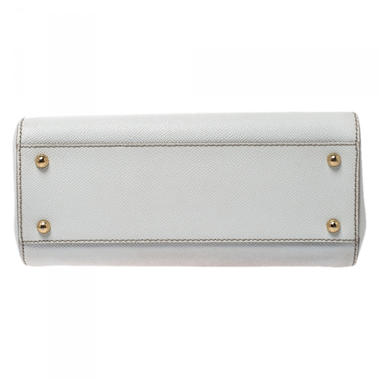 Pre Owned Dolce & Gabbana White Dauphine Leather Medium Miss Sicily Top Handle Bag