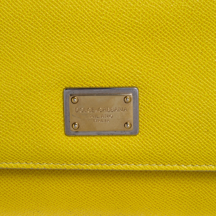 مملوكة مسبقًا Dolce & Gabbana Yellow Dauphine Leather Medium Miss Sicily Top Handle Bag