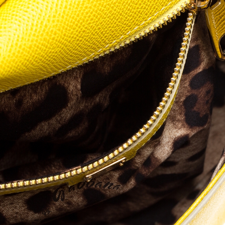 مملوكة مسبقًا Dolce & Gabbana Yellow Dauphine Leather Medium Miss Sicily Top Handle Bag