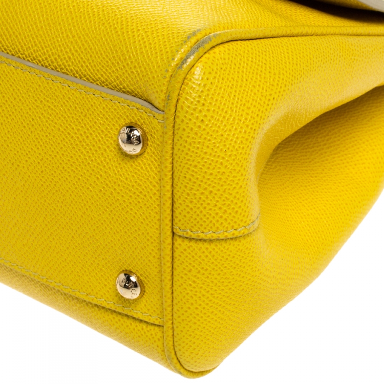مملوكة مسبقًا Dolce & Gabbana Yellow Dauphine Leather Medium Miss Sicily Top Handle Bag