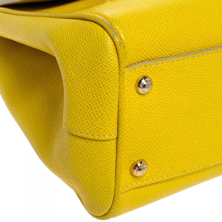 مملوكة مسبقًا Dolce & Gabbana Yellow Dauphine Leather Medium Miss Sicily Top Handle Bag
