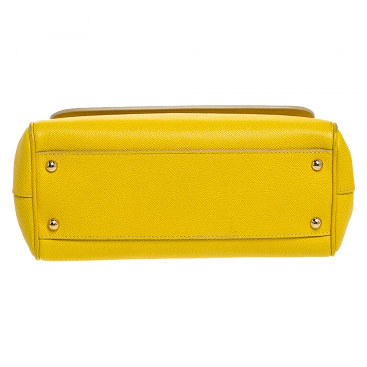مملوكة مسبقًا Dolce & Gabbana Yellow Dauphine Leather Medium Miss Sicily Top Handle Bag