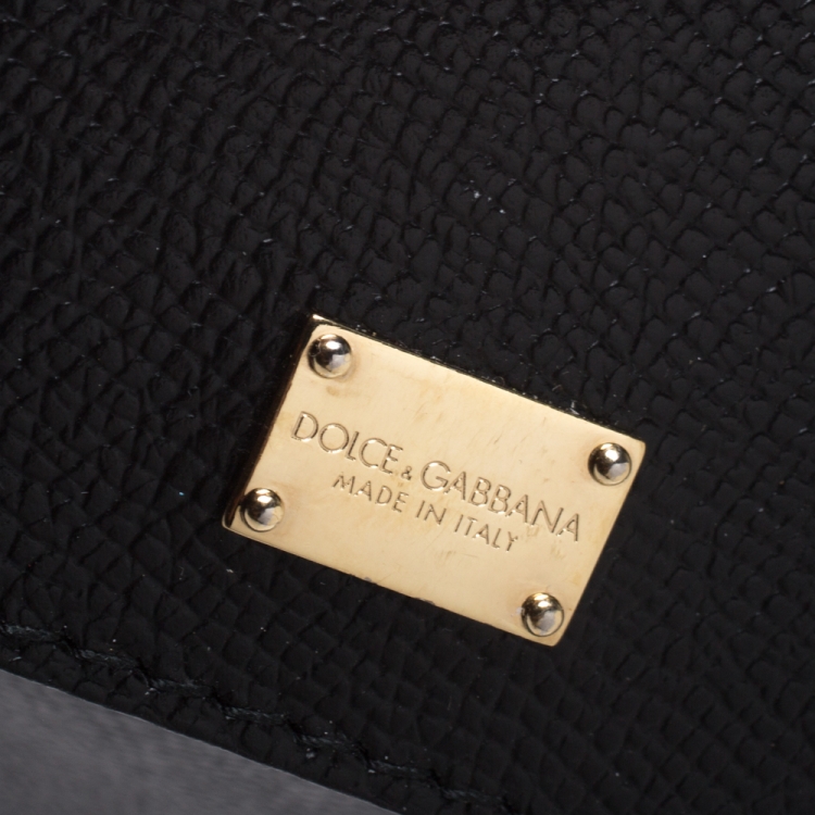 Pre Owned Dolce and Gabbana Black Dauphine Leather Medium Miss Sicily Bag