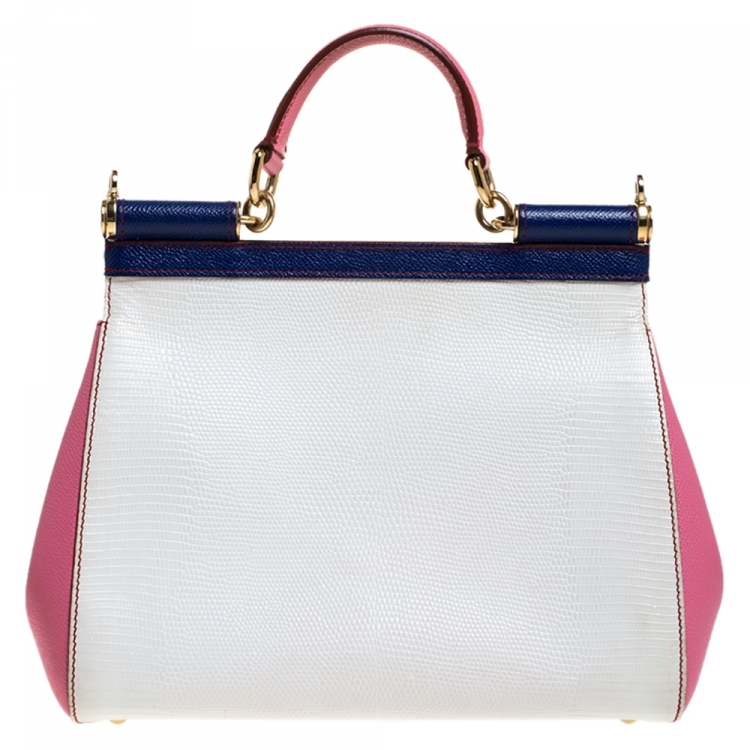 Pre Owned Dolce & Gabbana Multicolor Lizard Embossed Leather Medium Miss Sicily Top Handle Bag