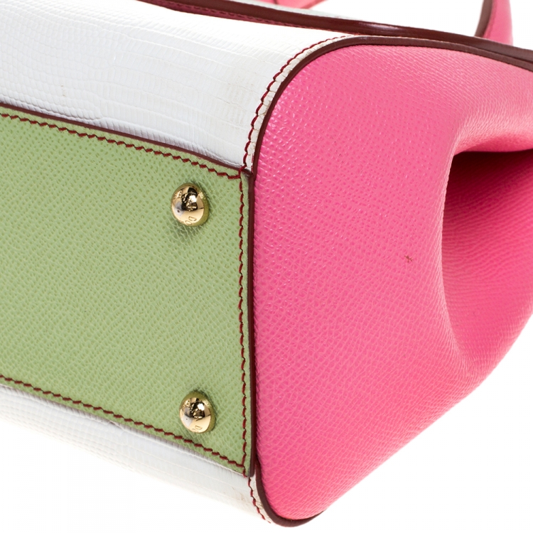 Pre Owned Dolce & Gabbana Multicolor Lizard Embossed Leather Medium Miss Sicily Top Handle Bag