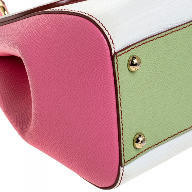 Pre Owned Dolce & Gabbana Multicolor Lizard Embossed Leather Medium Miss Sicily Top Handle Bag
