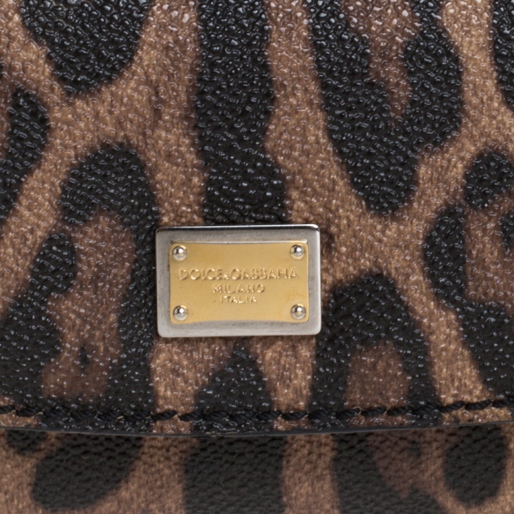 Pre Owned Dolce & Gabbana Black Leopard Print Mini Miss Sicily Top Handle Bag