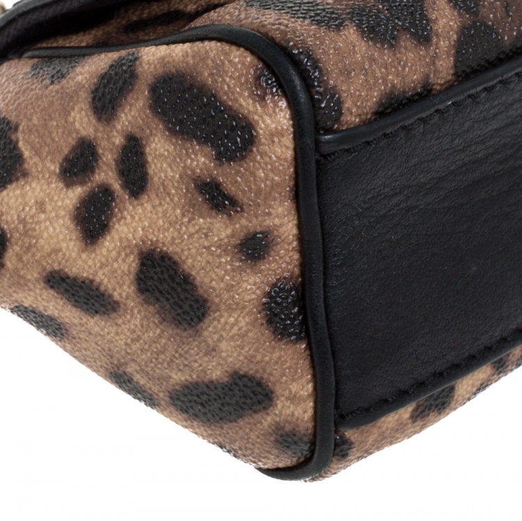 Pre Owned Dolce & Gabbana Black Leopard Print Mini Miss Sicily Top Handle Bag