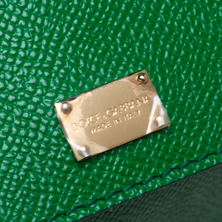 Pre Owned Dolce & Gabbana Green Leather Medium Miss Sicily Top Handle Bag