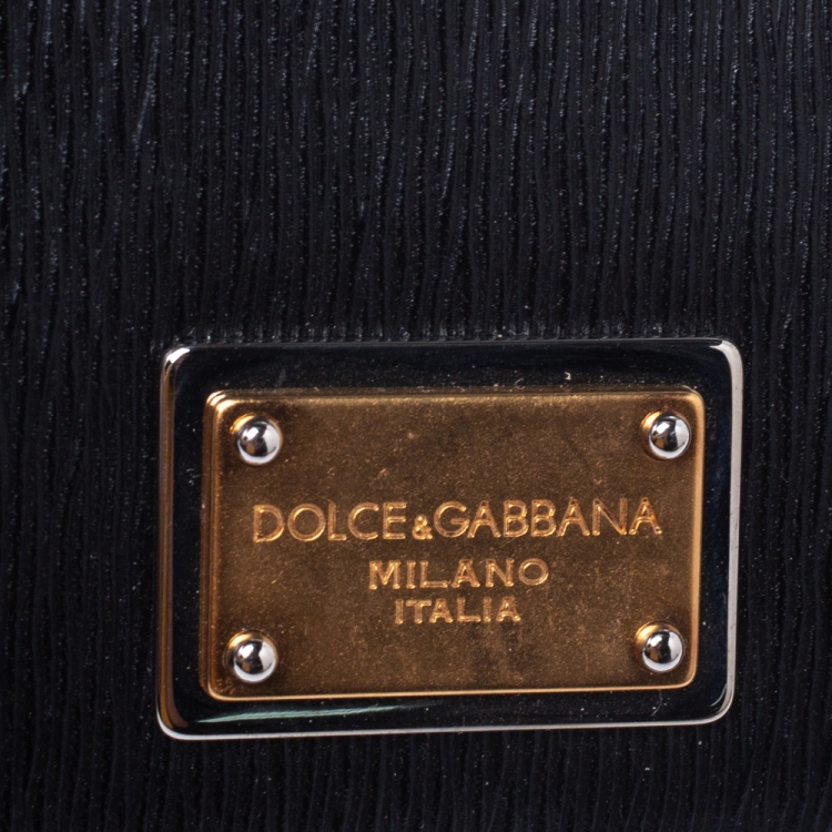 Pre Owned Dolce & Gabbana Black Leather Zip Around Organizer Wallet