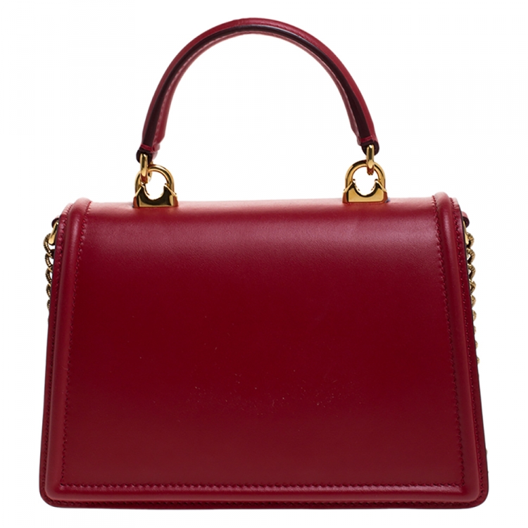 Pre Owned Dolce & Gabbana Black Leather Small Devotion Top Handle Bag