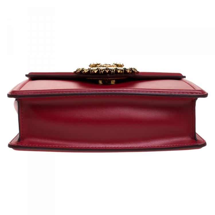 Pre Owned Dolce & Gabbana Black Leather Small Devotion Top Handle Bag