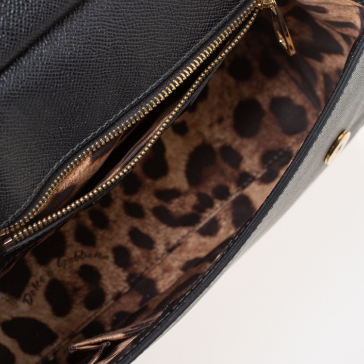 Pre Owned Dolce & Gabbana Black Leather Medium Miss Sicily Top Handle Bag