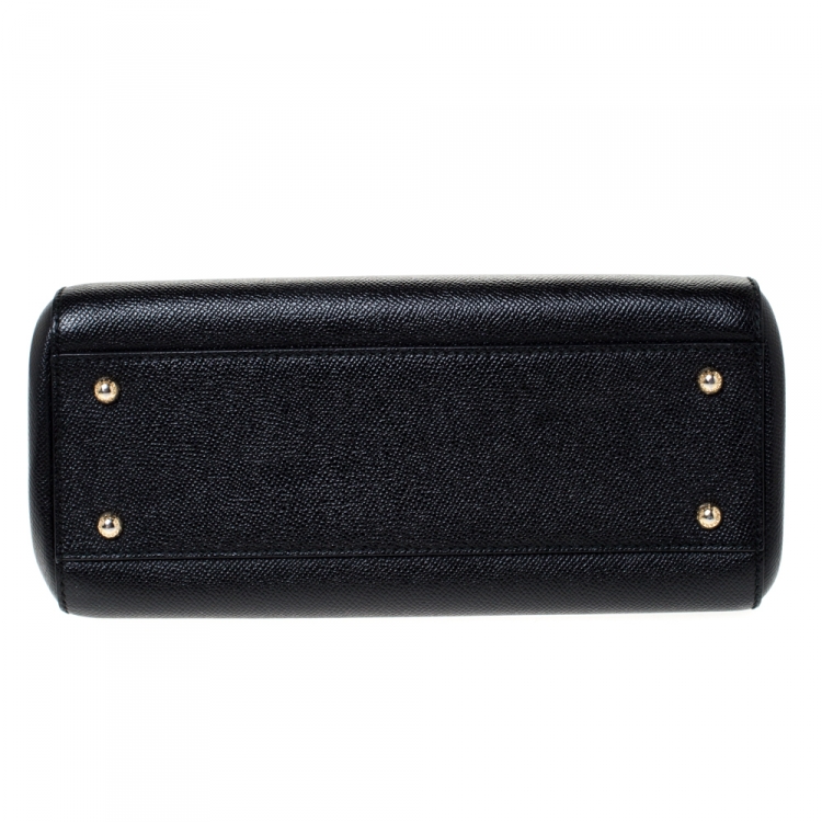 Pre Owned Dolce & Gabbana Black Leather Medium Miss Sicily Top Handle Bag
