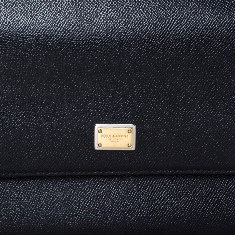 Pre Owned Dolce & Gabbana Black Leather Medium Miss Sicily Top Handle Bag