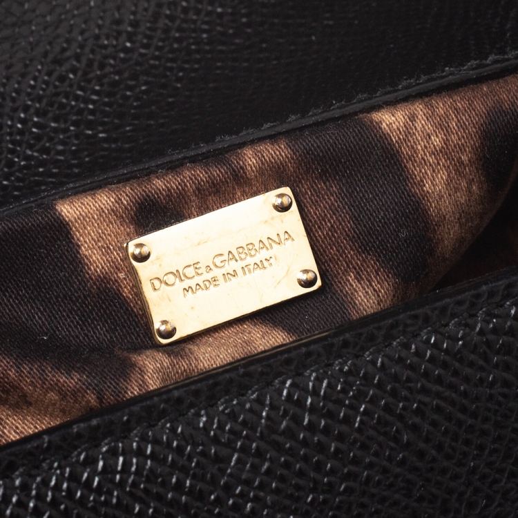 Pre Owned Dolce & Gabbana Black Leather Miss Sicily Crossbody Bag