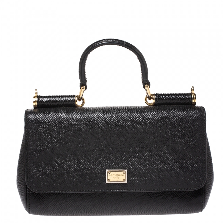 Pre Owned Dolce & Gabbana Black Leather Miss Sicily Crossbody Bag