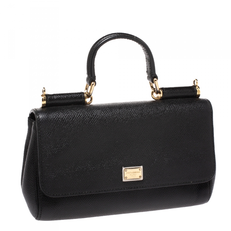 Pre Owned Dolce & Gabbana Black Leather Miss Sicily Crossbody Bag