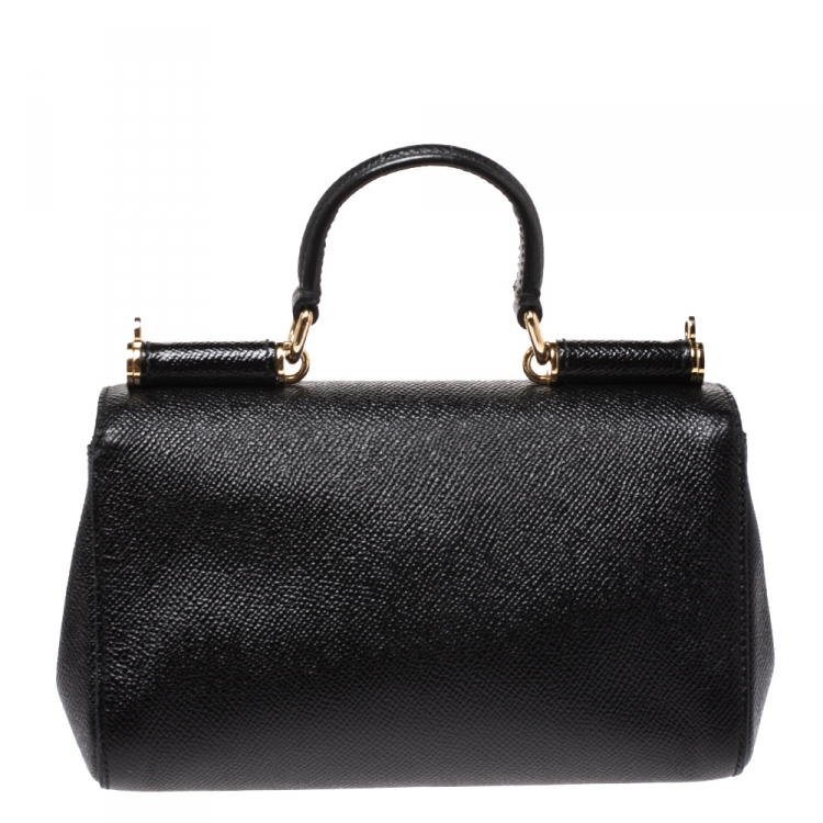 Pre Owned Dolce & Gabbana Black Leather Miss Sicily Crossbody Bag