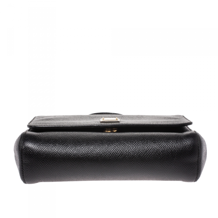 Pre Owned Dolce & Gabbana Black Leather Miss Sicily Crossbody Bag