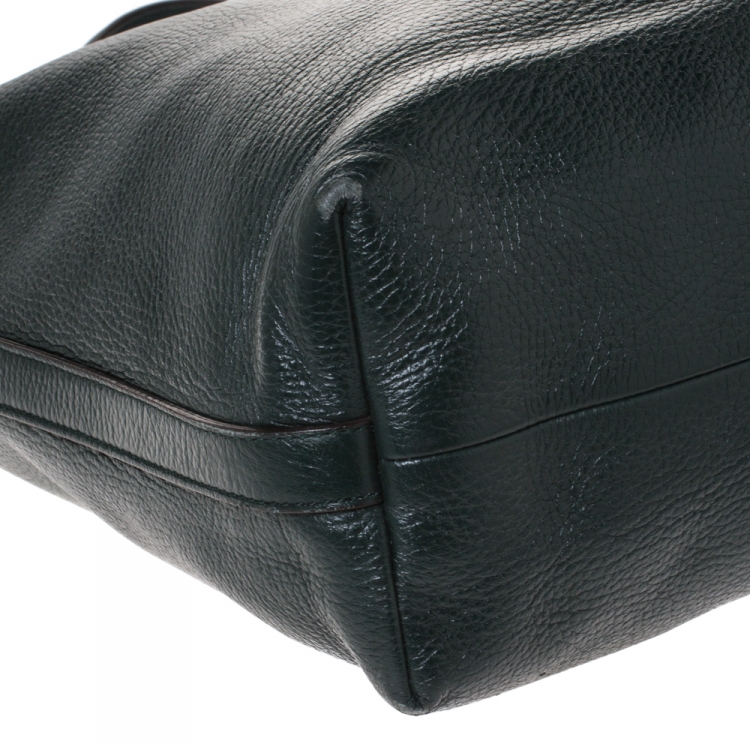 Pre Owned Dolce & Gabbana Dark Green Leather Turnlock Tote