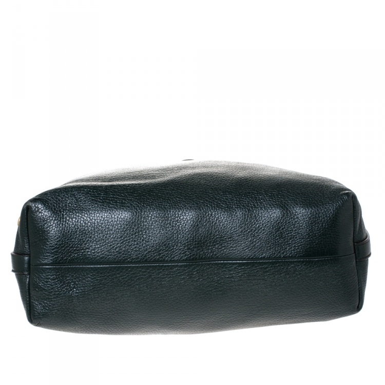 Pre Owned Dolce & Gabbana Dark Green Leather Turnlock Tote