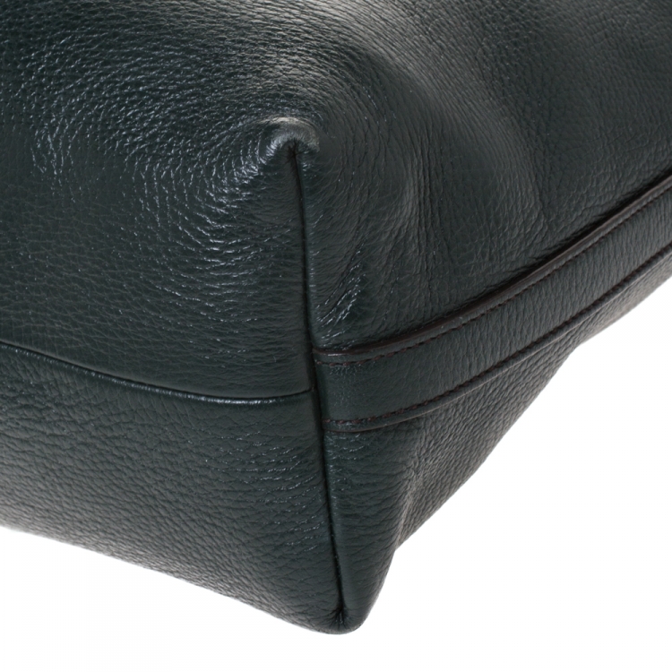 Pre Owned Dolce & Gabbana Dark Green Leather Turnlock Tote
