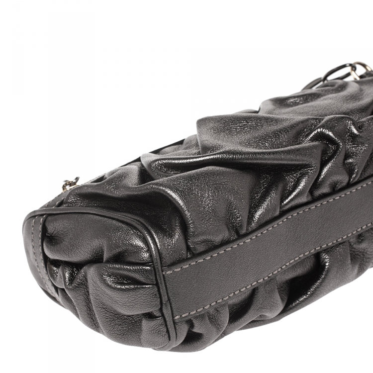 Pre Owned Dolce & Gabbana Metallic Leather Miss Pretty Night Baguette Bag