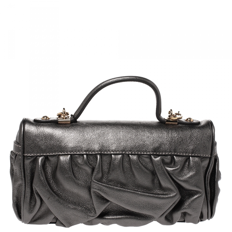 Pre Owned Dolce & Gabbana Metallic Leather Miss Pretty Night Baguette Bag