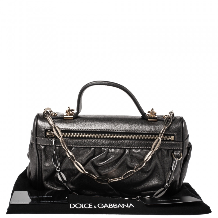 Pre Owned Dolce & Gabbana Metallic Leather Miss Pretty Night Baguette Bag