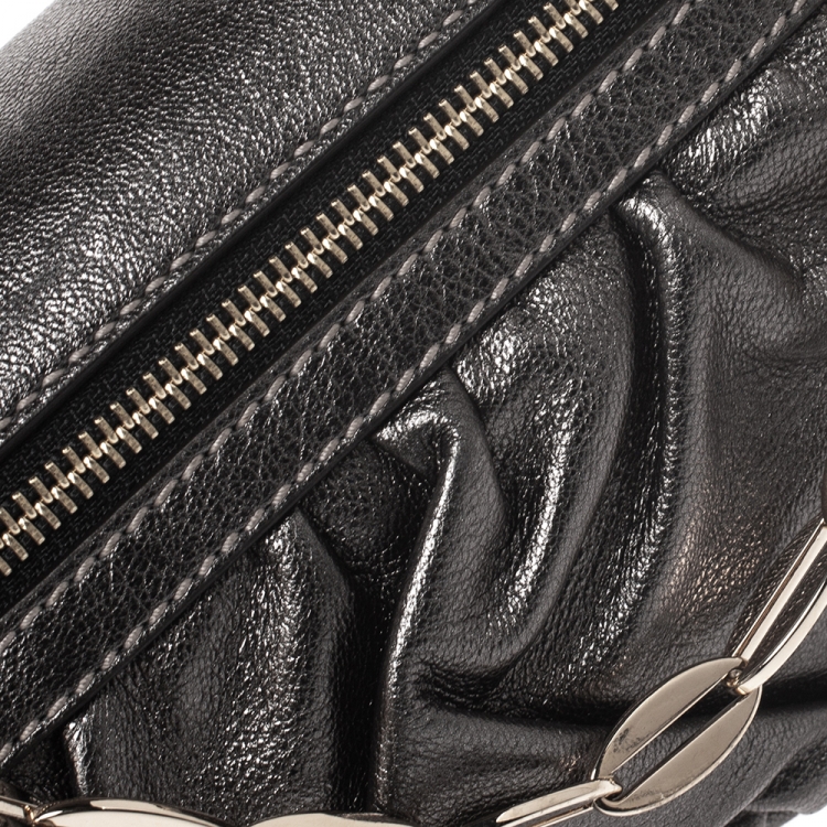 Pre Owned Dolce & Gabbana Metallic Leather Miss Pretty Night Baguette Bag