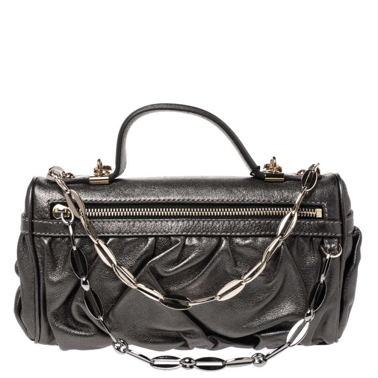 Pre Owned Dolce & Gabbana Metallic Leather Miss Pretty Night Baguette Bag