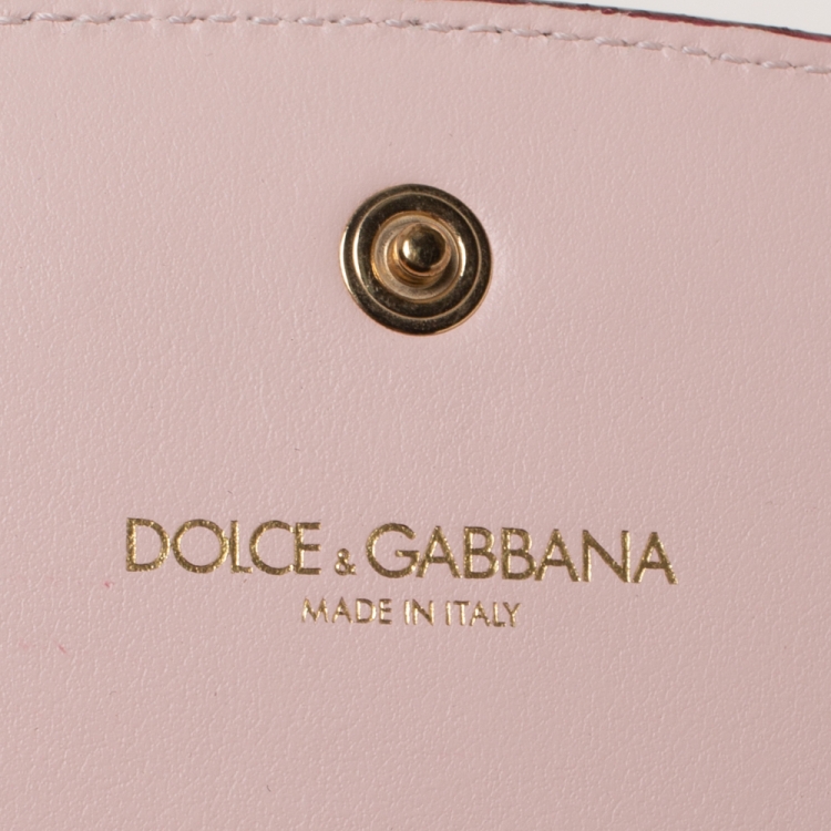 Pre Owned Dolce and Gabbana Red Lizard Embossed Leather Logo Flap Chain Clutch