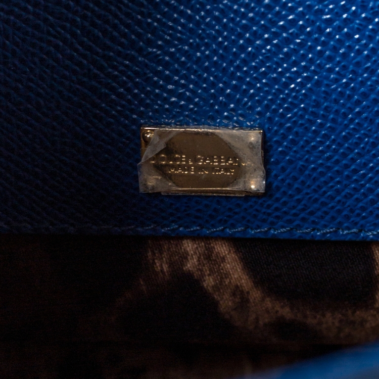 Pre Owned Dolce and Gabbana Blue Leather Miss Sicily Top Handle Bag