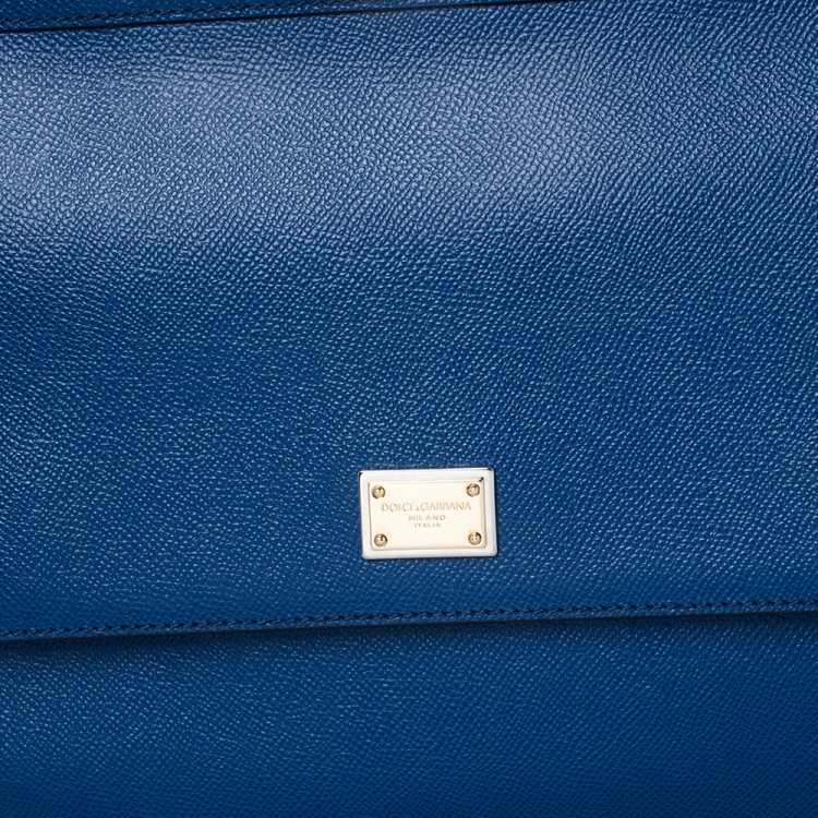 Pre Owned Dolce and Gabbana Blue Leather Miss Sicily Top Handle Bag