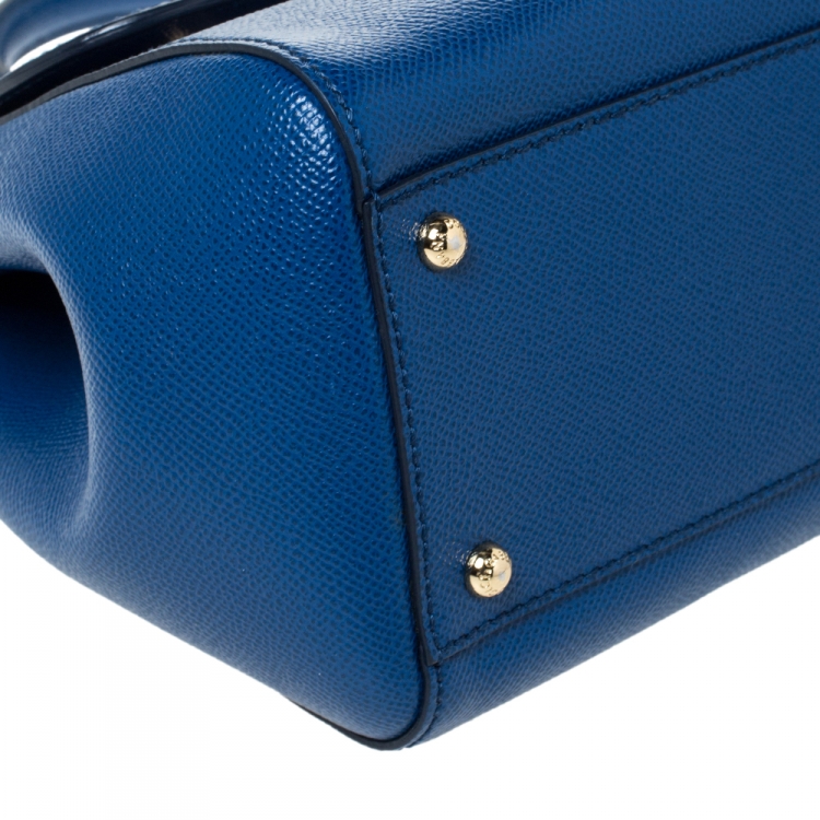 Pre Owned Dolce and Gabbana Blue Leather Miss Sicily Top Handle Bag