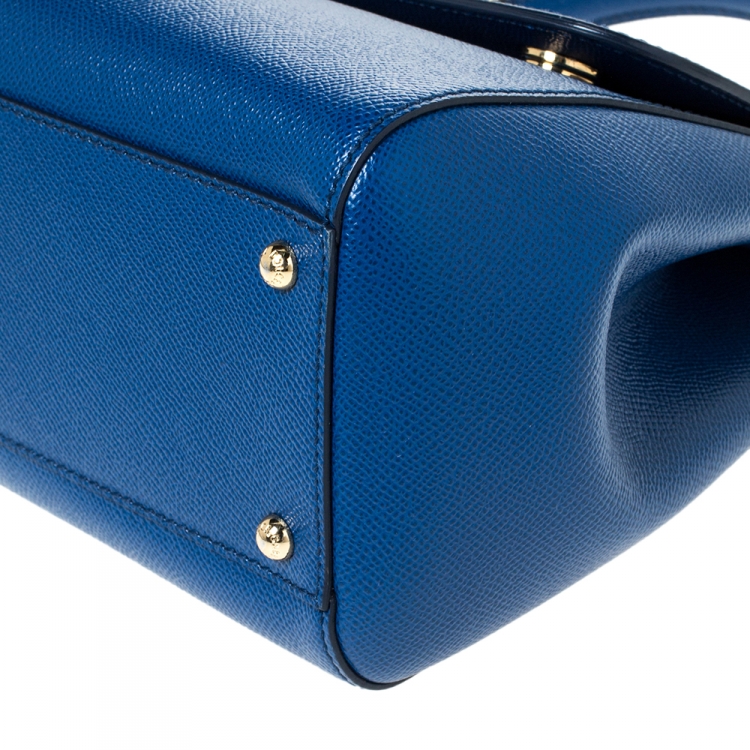 Pre Owned Dolce and Gabbana Blue Leather Miss Sicily Top Handle Bag